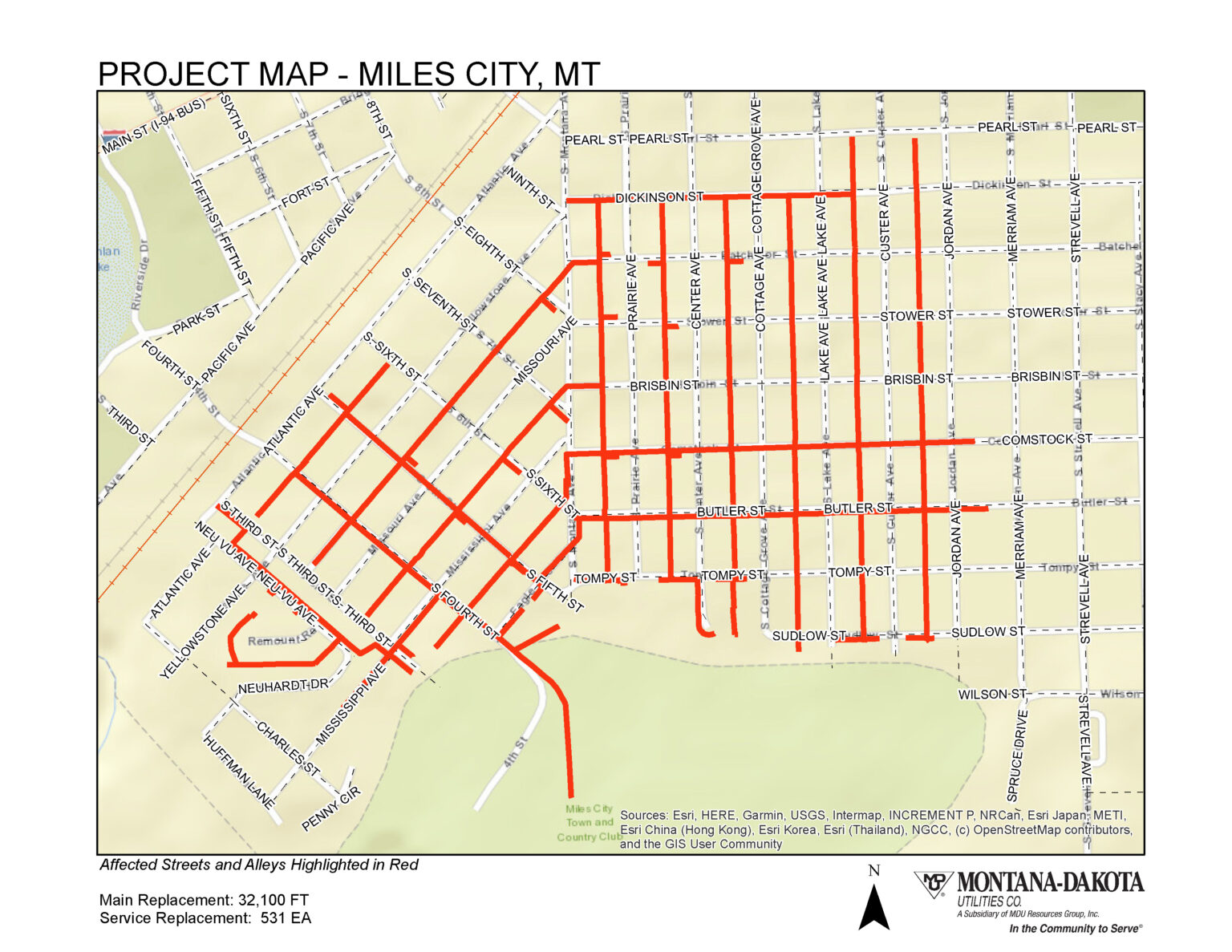 Miles City Montana Dakota Utilities Company   2022 Customer Letter Map Miles City 1536x1187 