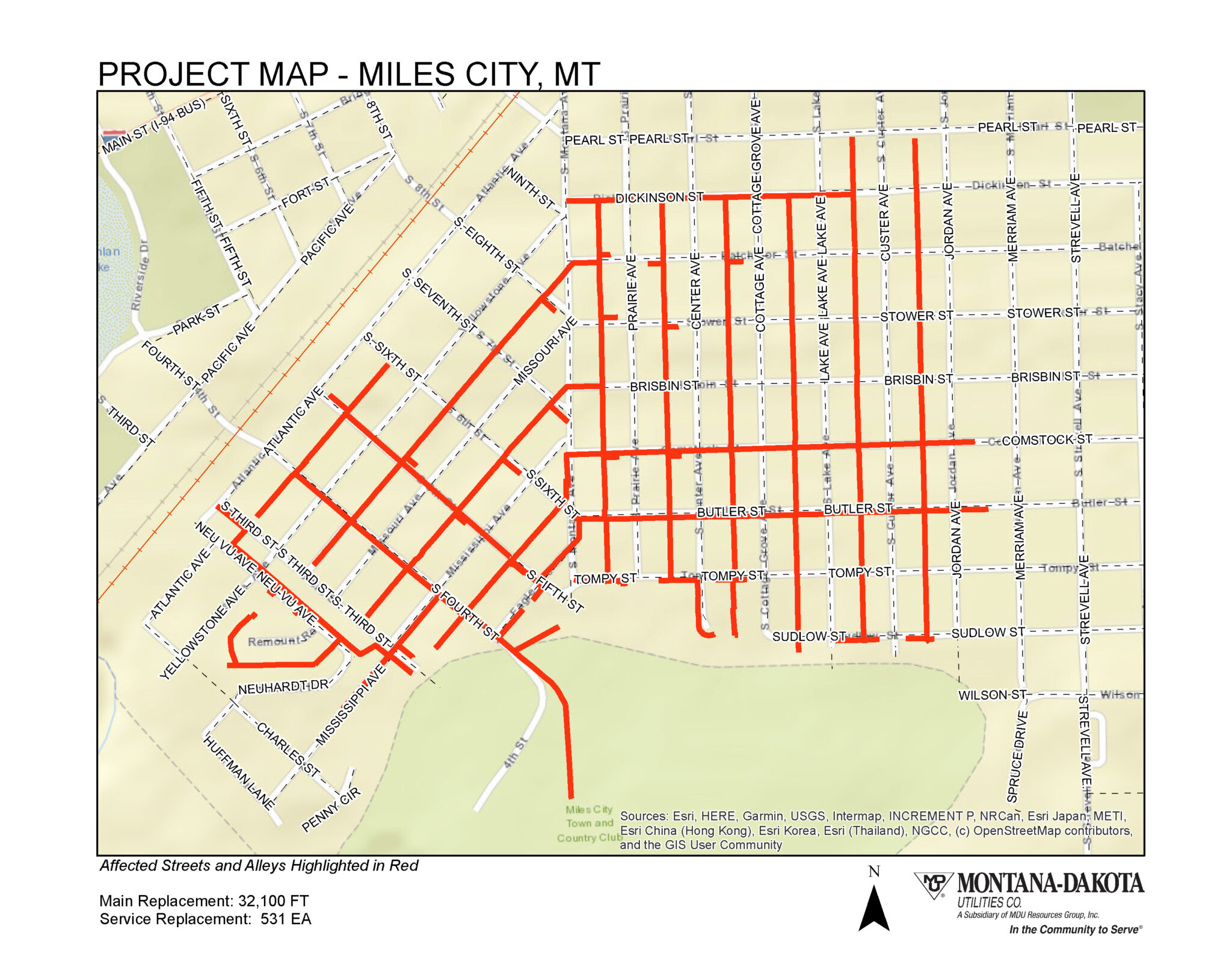 Miles City Montana Dakota Utilities Company   2022 Customer Letter Map Miles City 2048x1583 